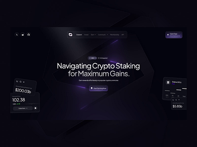 Crypto Staking Landing Page bank banking crypto cryptocurrency dark defi exchange finance fintech landing landing page money platform qclay saas staking trading wallet web 3 web design