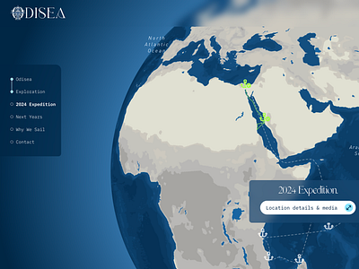 🧭 · Odisea · Website Design & Development 3d biodiversity blender conservation earth figma globe interactive journey map mapbox marine nautical sail scroll sea spline ui webdesign webflow