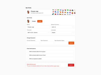 Profile Settings 👾 button buttons design input minimal profile saas settings ui web design