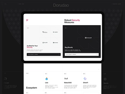 Dorudao home page design behance blockchain branding cryptocurrency dapp defi ethereum landing page protocol stablecoin staking token ui ux web design website