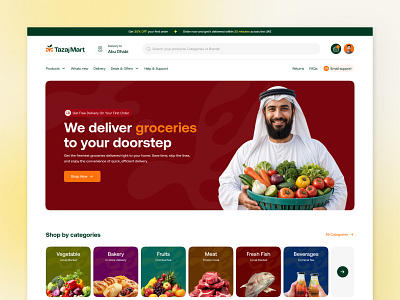 Ecommerce Grocery Shopping Website Landing Page | Tazaj Mart delivery e commerce ecommerce ui ecommerce website focotik grocery grocery app grocery application grocery delivery grocery landing page grocery website landing page design landing pagr online grocery online shop online shopping shop shopping shopping experience website