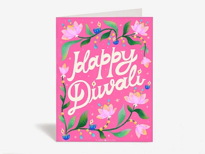 Lotus Lights Diwali Greetings 2024 art licensing design digital art diwali greetings editorial design graphic design greeting card design hand lettering illustration typography