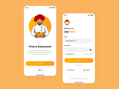 Resturant Login Screen design experience design figma components iphone app restarant app ui ui design ux wireframe