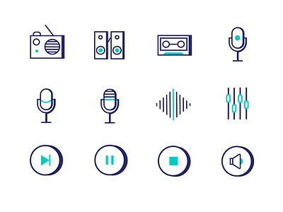 Music icon set mic icon music icon playback icon radio icon speaker icon vector icon