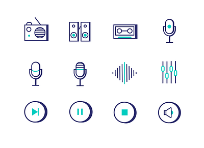 Music icon set mic icon music icon playback icon radio icon speaker icon vector icon