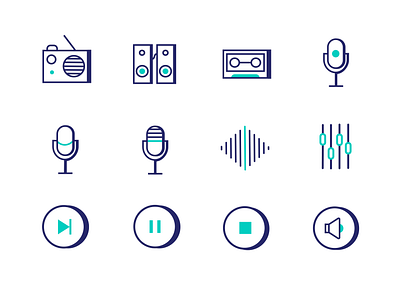 Music icon set mic icon music icon playback icon radio icon speaker icon vector icon