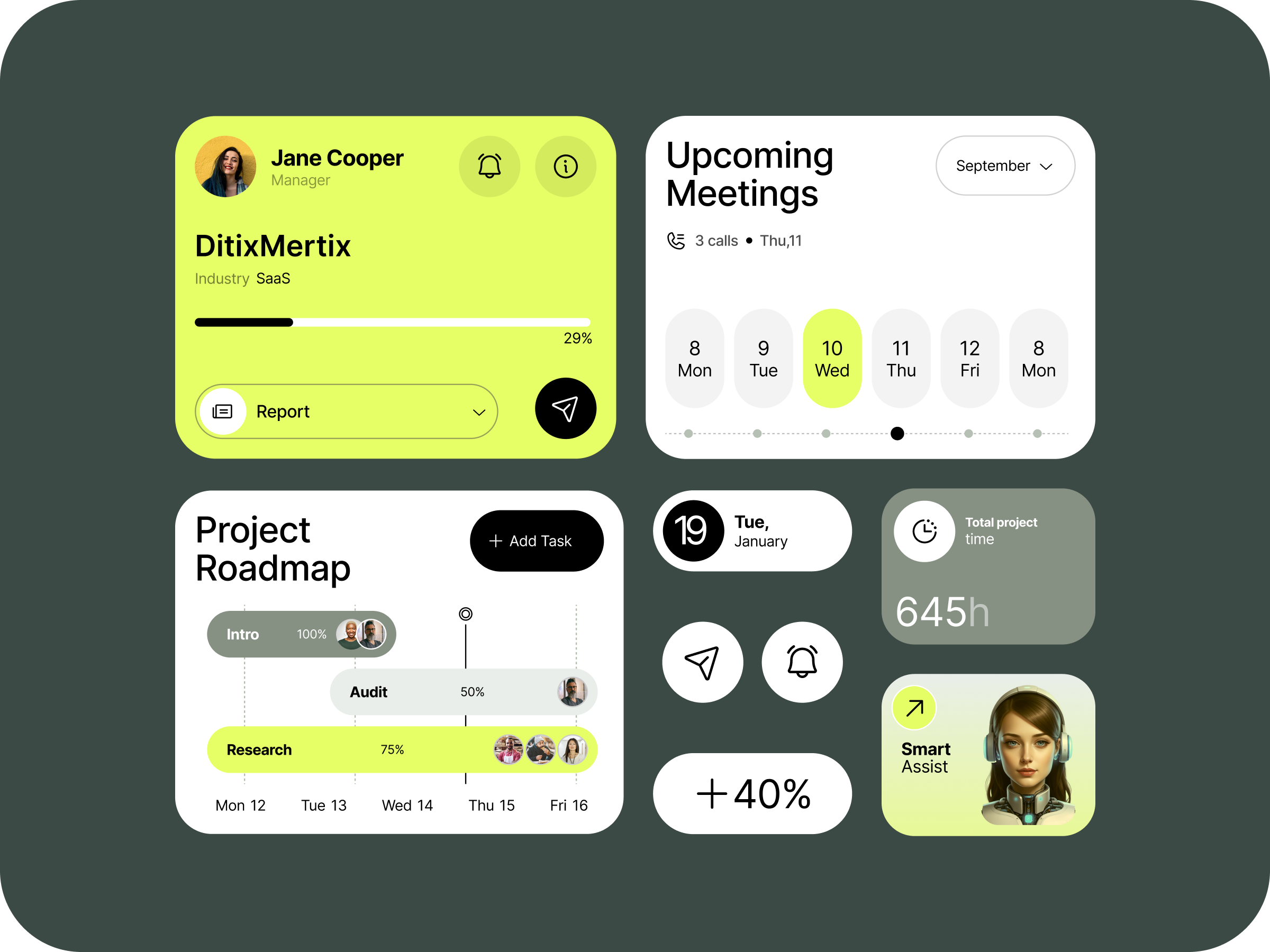 Futuristic Dashboard: Simplifying Project Management 2024 bento bento design bento interface dashboard design ideas modern design trendy ui user interface visual design
