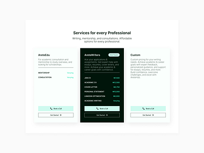 💲Pricing Section Design for AreteHub Website. design landing page minimal ui visual web web design website