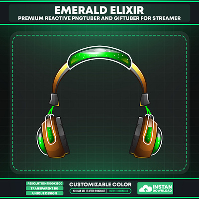 Vtuber Accessories Headphone | Green Elixir Vtuber Headphones accessories for avatar