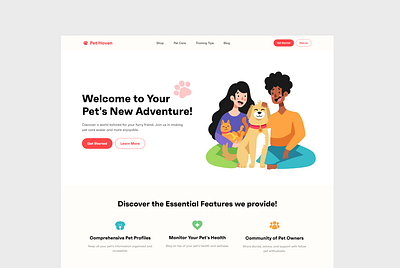 Pet shop landing page clean landing page clean ui design illustration landing page design pet app landing page pet landing page pet shop landing page pet store landing page ui ui design ui ux