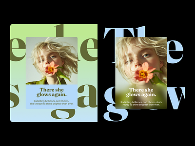 There she glows again - Branding beauty brand brand strategy branding design design studio girl with flower poster product typography