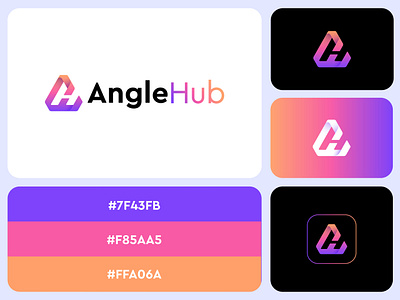 A + H + Triangle Logo concept 2023 best logo 2024 best logo 99designs a logo angle colorful creative fiverr gradient h logo lettermark logo logo design logo trends monogram overlaping purple pink orange color logo text logo triangle wordmark