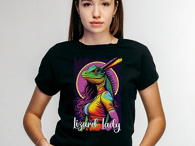 Bearded Dragon Lizard Lady T-shirt Design bearded dragon graphic design lizard lady print design t shirt design