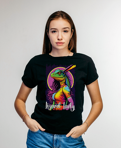 Bearded Dragon Lizard Lady T-shirt Design bearded dragon graphic design lizard lady print design t shirt design