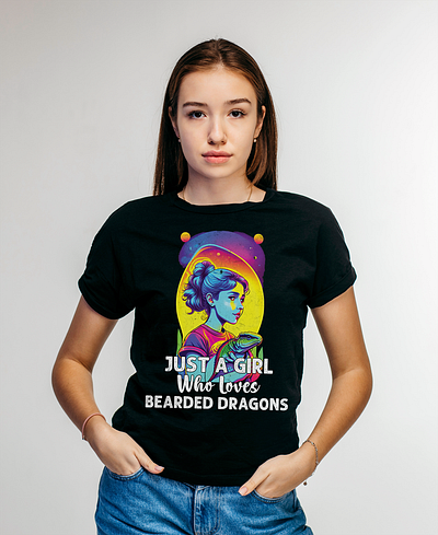 Bearded Dragon Girl T-shirt Design bearded dragon girl graphic design print design t shirt design