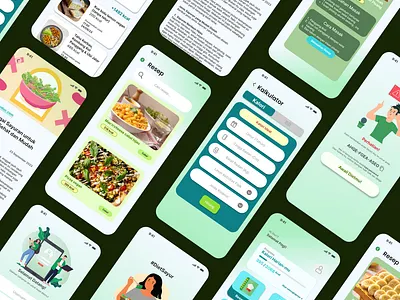 DIUR : Diet Sayur mobile UI Design baverage calories design figma food green prototype recipes ui ux vegan vegetable