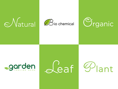 Natural Organic Leaf plant logo design concepts bio botani botanical collection concept flat forest garden green leaf lettering logo design natural nature organic plant text logo tree word logo wordmark