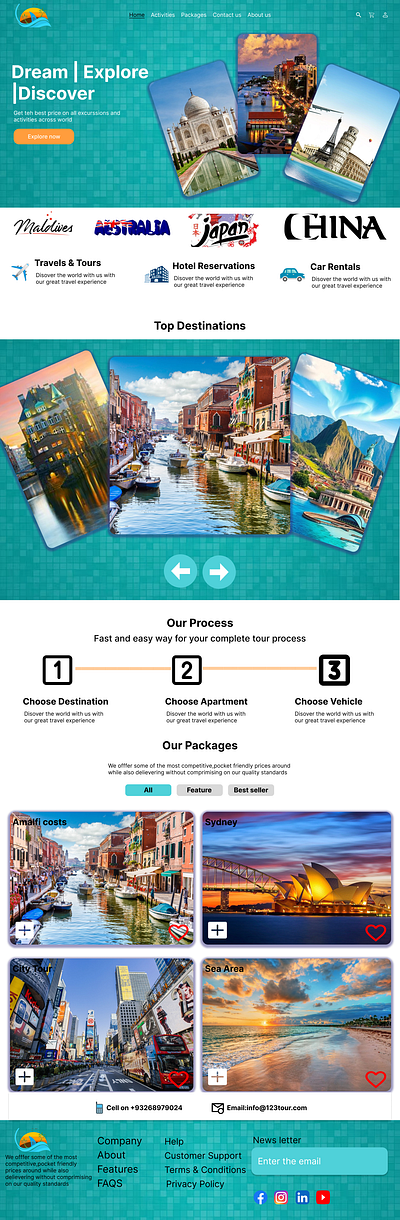 Travel App Landing Page landing page travel ui ux