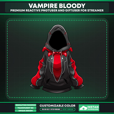 VTuber Accessories Hoodie - Vtuber Accessories Vampire Theme vtuber gear hoodie