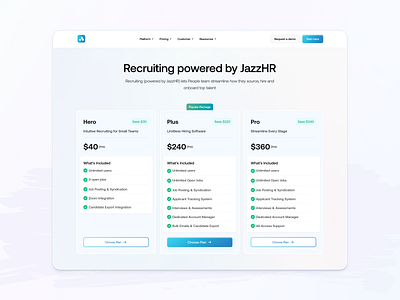 Recruitment platform pricing page design b2b clean ui dashboard futuristic design marketing marketing site minimal design modern app modern saas app plan price plan pricing pricing page saas saas dashboard ui design user interface ux design web app web design