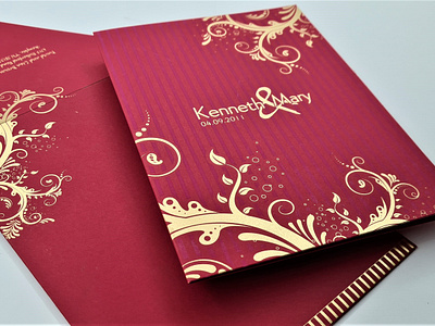 Blue Ivory Shimmery Damask Themed - Screen Printed Wedding Card kankotri design online gujarati