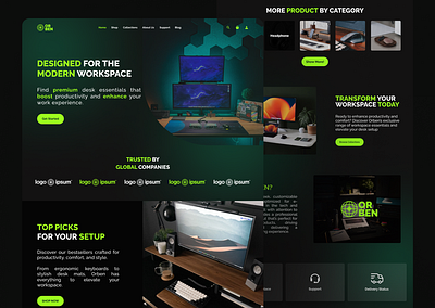 Orben | Desk Setup Essentials Landing Page clean design figma furniture landing page technology ui ui kit uiux web design