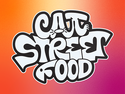 Cat Street Food Lettering ae branding cat custom food lettering logo logotype sticker street