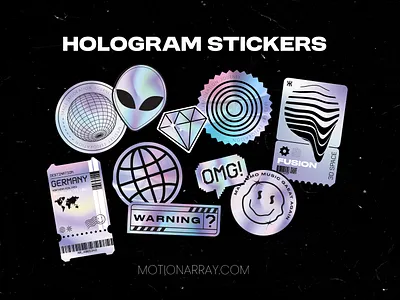 Hologram stickers animation design graphic design hologram sticker illustration illustrator stickers vector