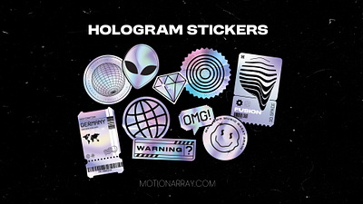 Hologram stickers animation design graphic design hologram sticker illustration illustrator stickers vector