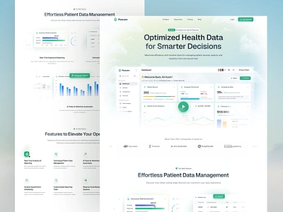 Saas Landing Page - Pluscare 🏥 bento clean features section health dashboard healthcare hero section hospital illustration landing page minimalist patient management saas saas dashboard saas website ui ui illustration ux web design website website dashboard