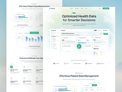 Saas Landing Page - Pluscare 🏥 bento clean features section health dashboard healthcare hero section hospital illustration landing page minimalist patient management saas saas dashboard saas website ui ui illustration ux web design website website dashboard