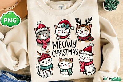 Meowy Christmas PNG, Christmas Cat Png 3d animation app branding design graphic design illustration logo motion graphics typography ui ux vector