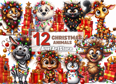 Funny Christmas Animals 3d animation app branding design graphic design illustration logo motion graphics typography ui ux vector