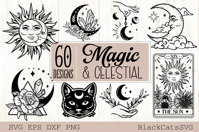 Magic and Celestial SVG Bundle 60 Design 3d animation app branding design graphic design illustration logo motion graphics typography ui ux vector