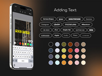 Text Editor adobe photoshop design editor figma fonts mobile app pallet photo printer print app screen text uiux