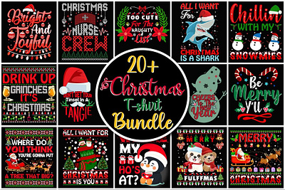 Christmas T-Shirt Design Bundle 3d animation app branding design graphic design illustration logo motion graphics typography ui ux vector