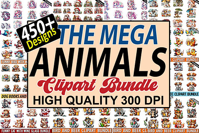 Funny Animals Mega Sublimation Bundle 3d animation app branding design graphic design illustration logo motion graphics typography ui ux vector