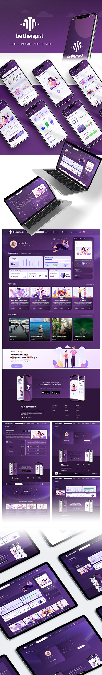 Online Self Therapy app landing page mobile app theraphy ui web