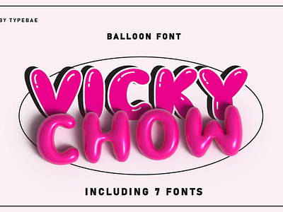 Vicky Chow Chubby 3D Balloon Font 3d balloon font 3d font balloon font bubble font chubby 3d balloon font chubby font display font fun font groovy font hand drawn font hippie font inflate font logo font playful font poster font realistic font retro font shiny font