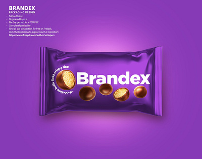 Brandex Chocolate Crispy Rice Balls - Artificial Product Packagi illustrator file