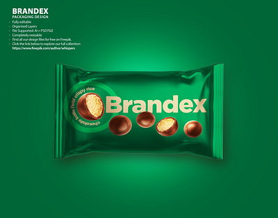 Brandex Chocolate Crispy Rice Balls - Artificial Product Packagi illustrator file