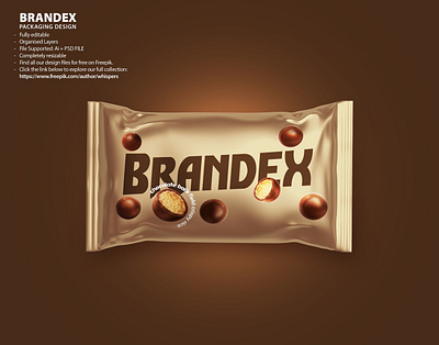 Brandex Chocolate Crispy Rice Balls - Artificial Product Packagi illustrator file