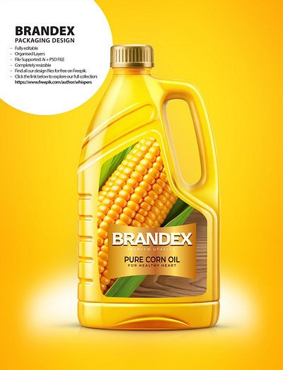 Brandex Pure Corn Oil - Premium Quality Packaging Design (EPS A illustrator file