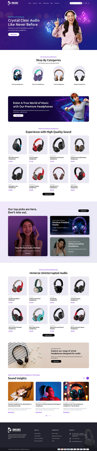 Ecommerce Headphone-Landing Page creative landing page design layout design modern theme ui