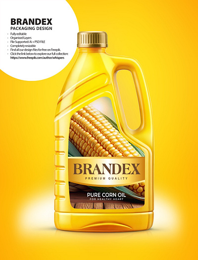 Brandex Pure Corn Oil - Premium Quality Packaging Design (EPS A illustrator file