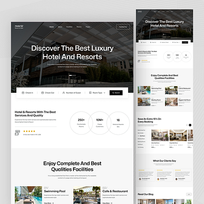 Hotel52 - Website Design for Luxury Hotel & Resort design graphic design typography ui ux web