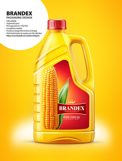 Brandex Pure Corn Oil - Premium Quality Packaging Design (EPS) illustrator file