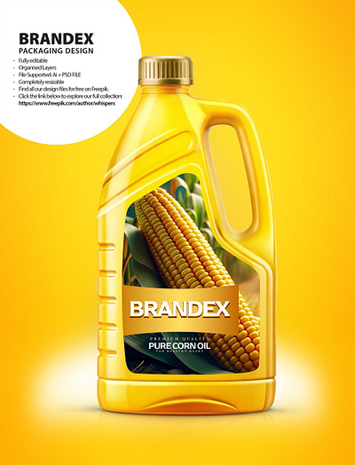 Brandex Pure Corn Oil - Premium Quality Packaging Design (EPS) illustrator file