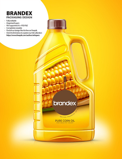 Brandex Pure Corn Oil - Premium Quality Packaging Design (EPS) illustrator file