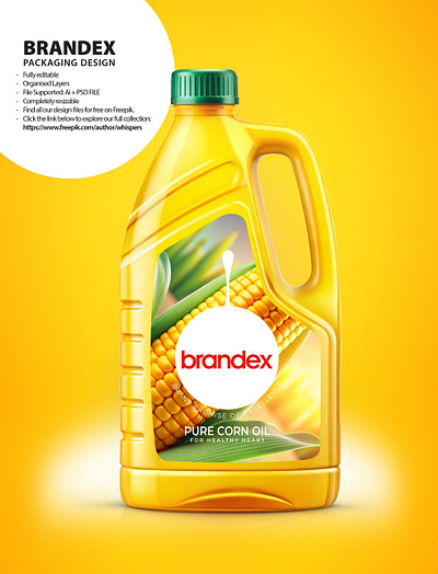 Brandex Pure Corn Oil - Premium Quality Packaging Design (EPS) illustrator file